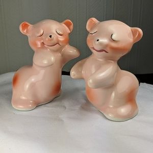 Vintage Hugger Bear with Pink Cheeks S & P Shakers
